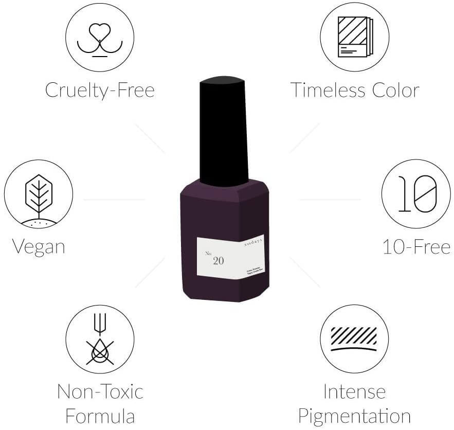 Sundays 10-Free, Nontoxic Nail Polish No.21 (Purple Grey)