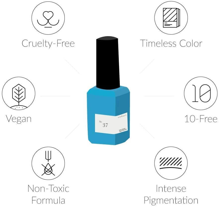Sundays 10-Free, Nontoxic Nail Polish No.37 (Aquamarine)