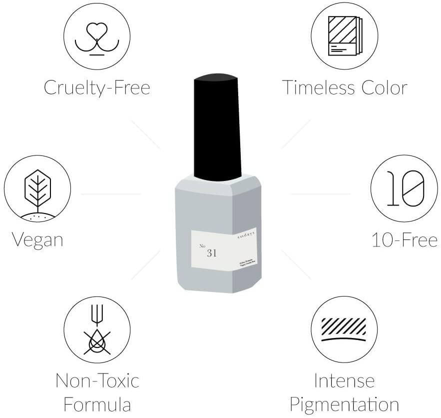 Sundays 10-Free, Nontoxic Nail Polish No.31 (Muted Gray)