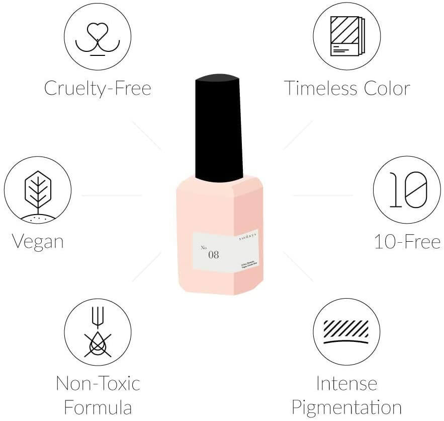 Sundays 10-Free, Nontoxic Nail Polish No.08 (Flamingo Pink)