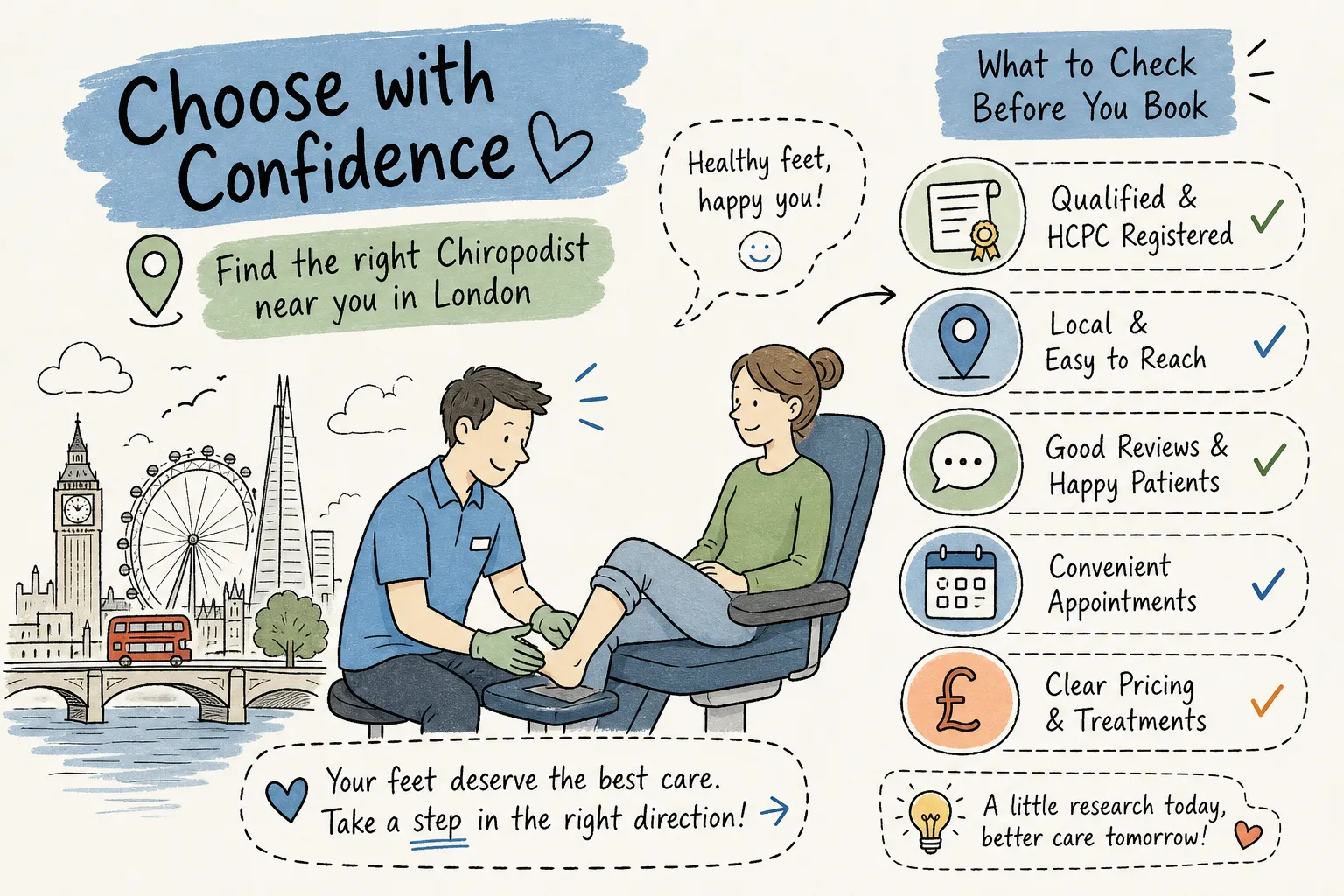 How to choose a chiropodist near me in London: what to check before booking